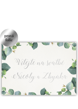 Svadobná uvítacia karta vo formáte A3. Blesková tvorba. - Eukalyptus